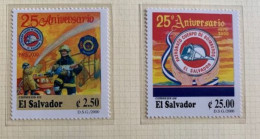 20446 - El Salvador 25e Anniversaire Des Pompiers 2000 2 Timbres ** Neufs MNH - Firemen