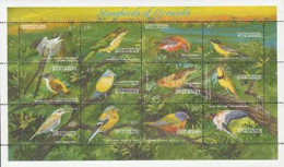 GRENADA 1993 - Oiseaux Chanteurs- 12 Timbres En Feuillet - Piciformes (pájaros Carpinteros)