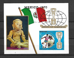 Manama 1970 Football - World Cup MEXICO Ovp WORLD CUP WINNER BRAZIL IMPERFORATE MS MNH - 1970 – Mexique