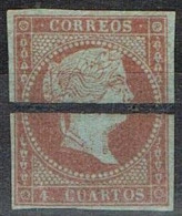 Sello MUESTRA 4 Cuartos Rojo 1855, Barra Tipografica, Edifil Num 40M º - Gebruikt