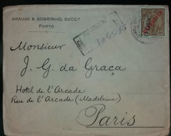 D.MANUEL II , COM SOBRECARGA REPÚBLICA - REGISTADO - PARIS - Storia Postale