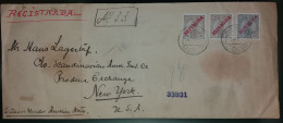 D.MANUEL II , COM SOBRECARGA REPÚBLICA - REGISTADO - NOVA YORK - Storia Postale