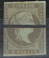 Sello BARRADO Tipo MUESTRA 2 Reales Violeta 1855, Edifil Num 42S º - Gebruikt