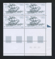 TAAF 2024 N° 1072 ** Bloc De 4 Coin Daté Neuf MNH Superbe Bateau Voilier Sailboat Corvette La Dauphine Transports - Neufs