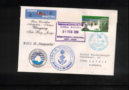 Chile 2000 Antarctica - Uruguay Research Base Isla Rey Jorge  - Ship VANGUARDIA Interesting Cover - Bases Antarctiques