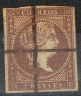 Sello BARRADO, 2 Reales Violetaoscuro  1856, Cruz,  Edifil Num 46aS º - Gebruikt