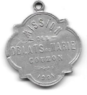 Creuse, Gouzon, 1901. Mission Des Oblats De Marie. Petite Médaille En Aluminium De 25 Mm Environ - Godsdienst & Esoterisme