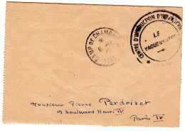 1945  CAD  De CAMP DE CHAMBARAN  Cachet " Centre D' Instruction D' Infanterie " - Storia Postale