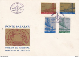 Portugal FDC 1966 " Pont Salazar, Sur Le Tage " Yvert 989/92 Mi 1008-1011 - FDC