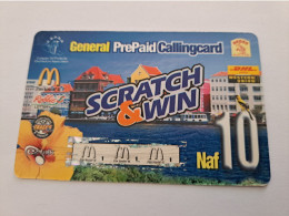 CURACAO NAF 10,-  DUTCH HOUSES IN CURACAO GENERAL PREPAID/SCRATCH &WIN/ 3XMAC DONALD     EZ TALK/ USED  ** 17080** - Antilles (Netherlands)