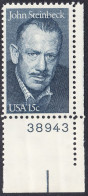 !a! USA Sc# 1773 MNH SINGLE From Lower Right Corner W/ Plate-# 38943 - John Steinbeck - Neufs