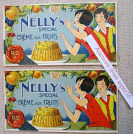 2 Label "Nelly's Spécial Crème Aux Fruits, R.D.A. Ca 1930 - Sammlungen