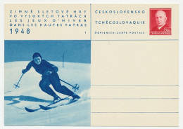 Postal Stationery Czechoslovakia 1948 Winter Games - Skiing - Inverno