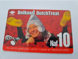 CURACAO NAF 10,- BELKAART DUTCH TREAT  SCARLET ( Diff Backside)   EZ TALK     ** 17090** - Antilles (Netherlands)