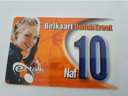 CURACAO NAF 10,-  BELKAART DUTCHTREAT LADY ON PHONE  EZ TALK  THICK CARD /DIFF BACK SIDE     ** 17093 ** - Antilles (Netherlands)