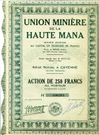 UNION MINIÈRE De La HAUTE MANA (Cayenne) - Mines