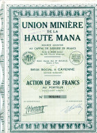 UNION MINIÈRE De La HAUTE MANA  (Cayenne) - Bergbau