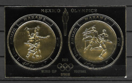 Manama 1970 Ovp 1970 WORLD CUP FOOTBALL On 1968 Olympic Games Mexico GOLD MS MNH - Estate 1968: Messico