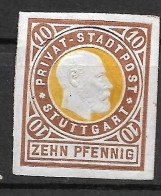 Privatpost Stuttgart, Besserer  Wert Der Privat Stadtpost-Gesellschaft Von 1889 Im 2-farbigen Probedruck - Postes Privées & Locales