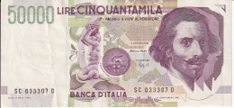 BILLETE DE ITALIA DE 50000 LIRE DEL AÑO 1992 DE LORENZO BERNINI (BANKNOTE) DIFERENTES FIRMAS - 50000 Lire