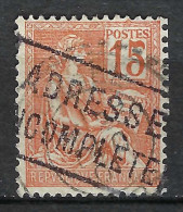 FRANCE Ca.1900: Le Y&T 117 Obl. CAD Pointillé Et Marque "ADRESSE INCOMPLETE" - 1900-02 Mouchon