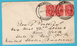 S- RHODESIA Cover 1937 Bulawayo To New York, USA - Rhodésie Du Sud (...-1964)