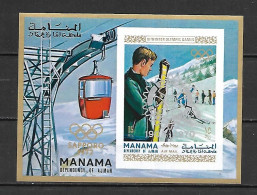 Manama 1971 ROTARY Ovp On Winter Olympic Stamps IMPERFORATE MS MNH - Winter 1972: Sapporo