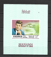 Manama 1969 Kennedy Brothers - John Kennedy IMPERFORATE MS MNH - Kennedy (John F.)