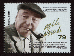 North Macedonia 2023 Pablo Neruda Writer Poet Diplomat Politician Literature Nobel Prize Chile MNH - Noord-Macedonië