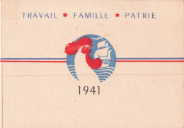 CALENDRIER 1941 TRAVAIL FAMILLE PATRIE REGIME DE VICHY  Format Ouvert 18 X 6 Cm - 1939-45