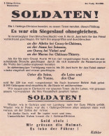 LETTRE DU GENERAL KÜBLER 06/1940 FELICITE SES TROUPES DE LEUR ACTION CAMPAGNE DE FRANCE INTERVENTION DANS L'AISNE - 1939-45