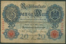 Dt. Reich 20 Mark 1906, DEU-21a Serie X/C, Gebraucht (K1563) - 20 Mark