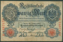 Dt. Reich 20 Mark 1910, DEU-37c Serie E/K, Gebraucht (K1556) - 20 Mark