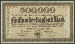 Deutsche Reichsbahn Dresden 500000 Mark 1923 Reihe C, Gebraucht (K1574) - Other & Unclassified