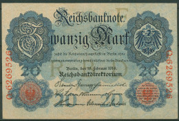 Dt. Reich 20 Mark 1914, DEU-41b Serie F/Q, Leicht Gebraucht (K1553) - 20 Mark