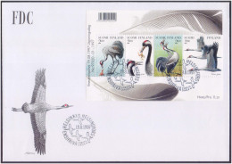 Crane Bird, Grus Birds, Pictorial Cancellation Finland MS FDC 1997 - Cranes And Other Gruiformes