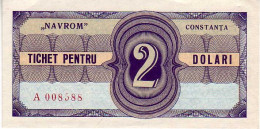 (Billets). Roumanie. Roumania. Foreing Exchange Certificate. Navrom Tichet Pentru Constanta 2 Dolar 2 Dollar AUNC - Roumanie
