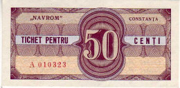 (Billets). Roumanie. Communist Roumania. Foreing Exchange Certificate. Rare. Navrom Tichet Pentru Constanta 50 C AUNC - Roumanie