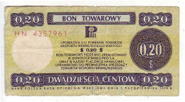 (Billets). Pologne Communist Poland Foreing Exchange Certificate. Bon Towarowy PKO 20c HN 4357961 - Polen
