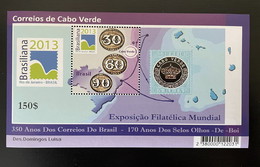 Cape Verde Cabo Verde 2013 Mi. Bl. 46 Brasiliana Exhibition Philatelic Stamp On Stamp Timbres Sur Timbre Exposition - Kap Verde