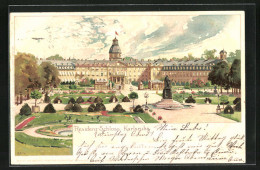 Künstler-AK Heinrich Kley: Karlsruhe, Residenz Schloss Mit Denkmal  - Kley