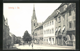 AK Leisnig I. A., Partie In Der Kirchstrasse Mit Kirche  - Leisnig