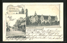 Passepartout-AK Wermsdorf, Schloss Wermsdorf, Ausblick In Die Hauptstrasse  - Wermsdorf