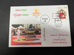 23-6-2024 (96) Paris Olympic Games 2024 - Torch Relay (Etape 38) In Chamonix Mont Blanc (23-6-2024) With OZ Stamp - Estate 2024 : Parigi