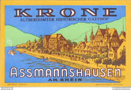 Bh108 Etichetta Da Bagaglio Hotel Krone Assmannshausen Germania - Andere & Zonder Classificatie