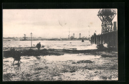 AK Kiel, Hochwasser Am Hafen  - Overstromingen