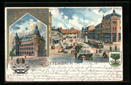 Lithographie Offenbach A. M., Altes Schloss Und Marktplatz  - Offenbach