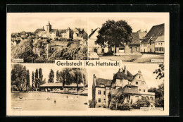 AK Gerbstedt B. Hettstedt, Teilansicht, Im Stadtbad, Auf Dem Klosterplatz, Klubhaus Fritz Himpel  - Hettstedt