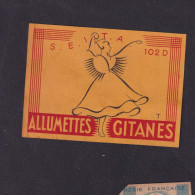 Ancienne étiquette   Allumettes France Type 102    Gitanes France - Matchbox Labels