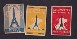 3 Ancienne étiquette   Allumettes France  Tour Eiffel - Matchbox Labels